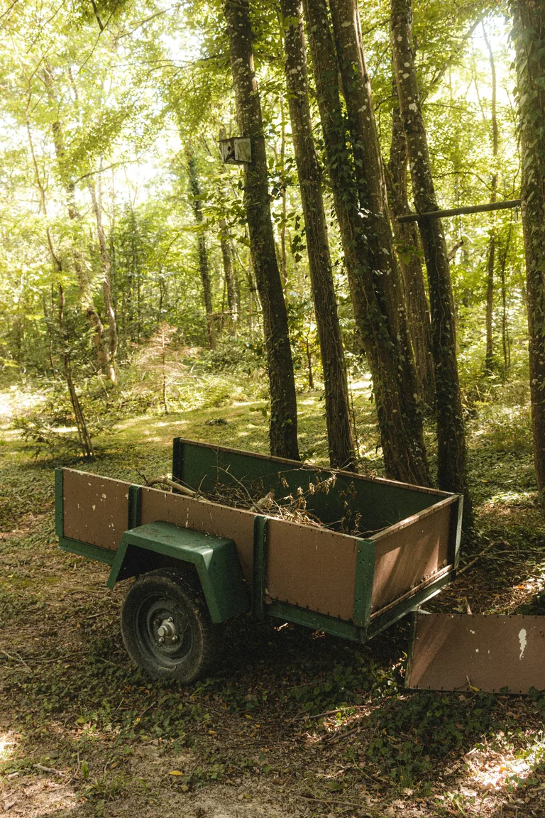 Remorque chargée de branches et déchets verts